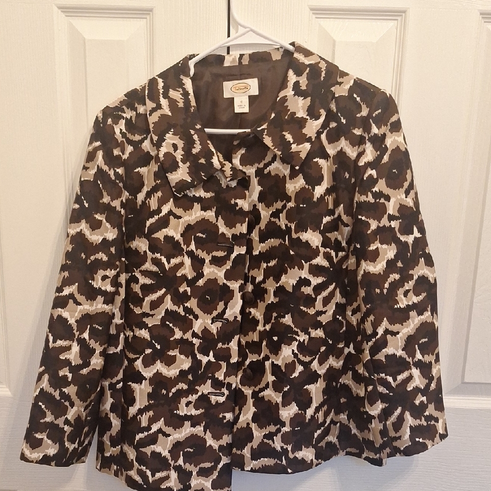 Chico's Wild Pattern Blazer in Brown and Cream